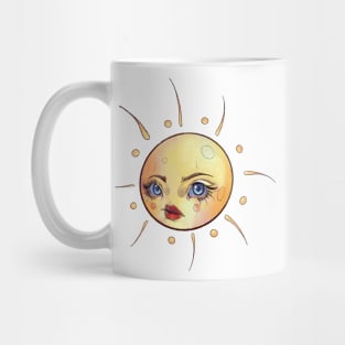 Lady face sun tattoo flash - psychedelic sun Mug